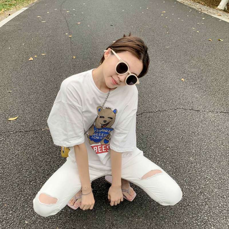 スキニージーンズ 絶妙破れ加工スキニーパンツ