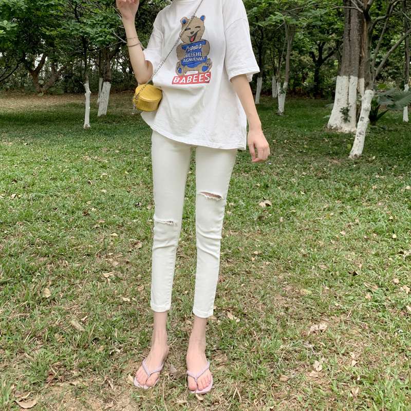 スキニージーンズ 絶妙破れ加工スキニーパンツ