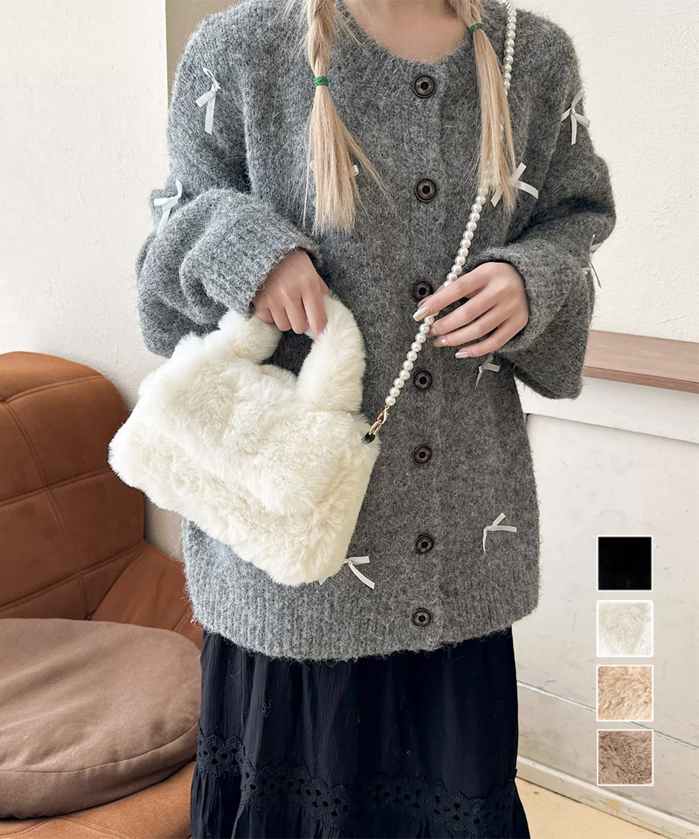 ミニ ショルダーバッグ もこもこふわふわファーミニショルダーバッグパール