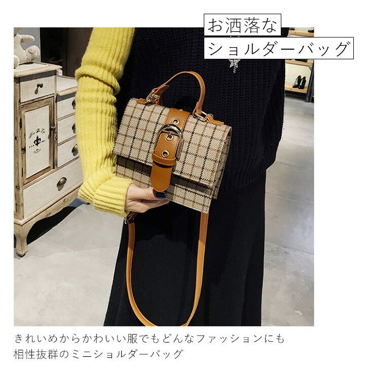 ミニ ショルダーバッグ レディース  チェック柄 肩掛け かばん