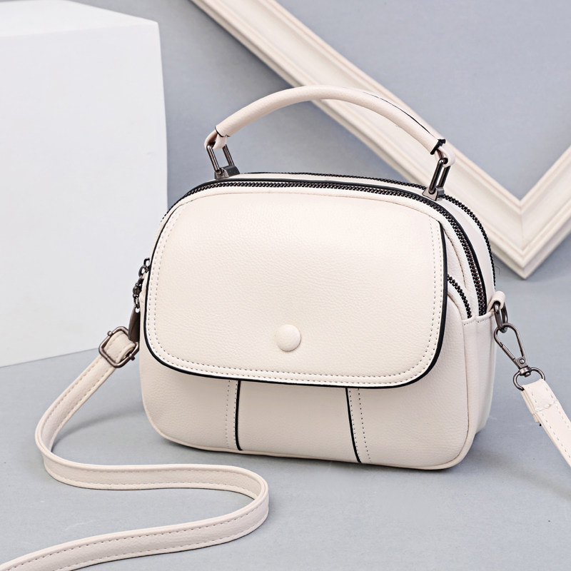 ミニ ショルダーバッグ 配色ステッチ上品フラップ式ミニショルダーバッグ