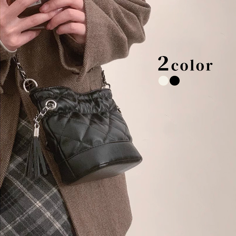 ミニ ショルダーバッグ キルティング チェーン付き レディース