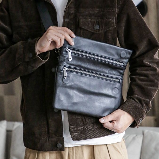 ショルダー バッグ ミニ ソフトレザー メンズフラップショルダー