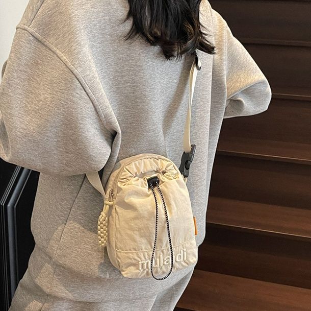 ショルダー バッグ ミニ ナイロン風巾着ミニショルダー