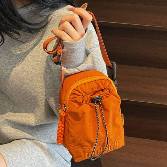 ショルダー バッグ ミニ ナイロン風巾着ミニショルダー