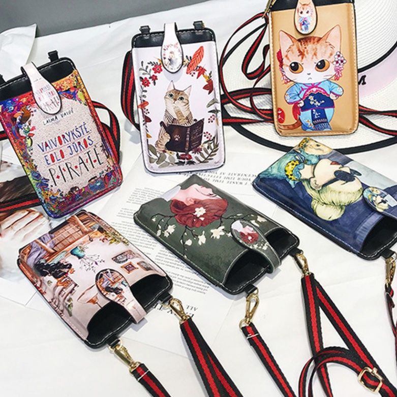 ショルダー バッグ ミニ 猫柄スマートフォンポーチ斜め掛け