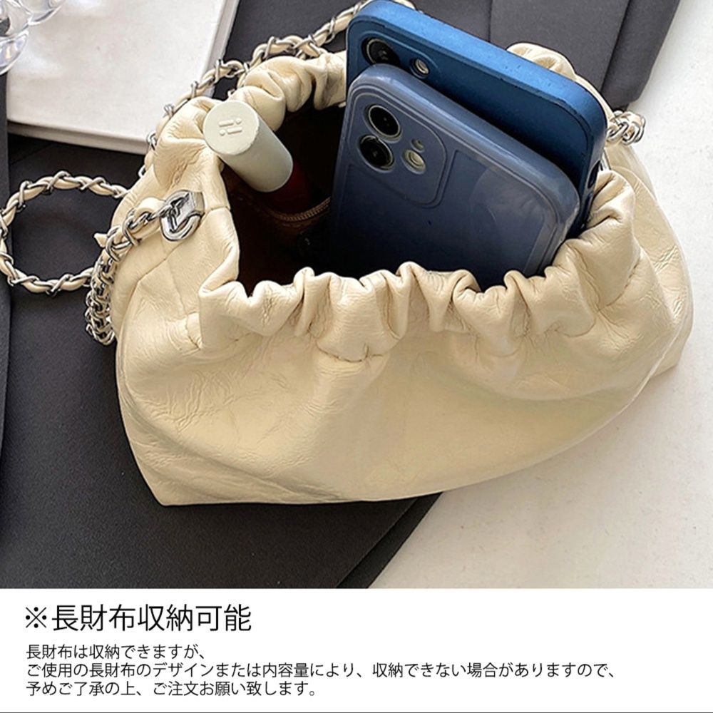 ショルダー バッグ ミニ チェーンレザー巾着バッグ