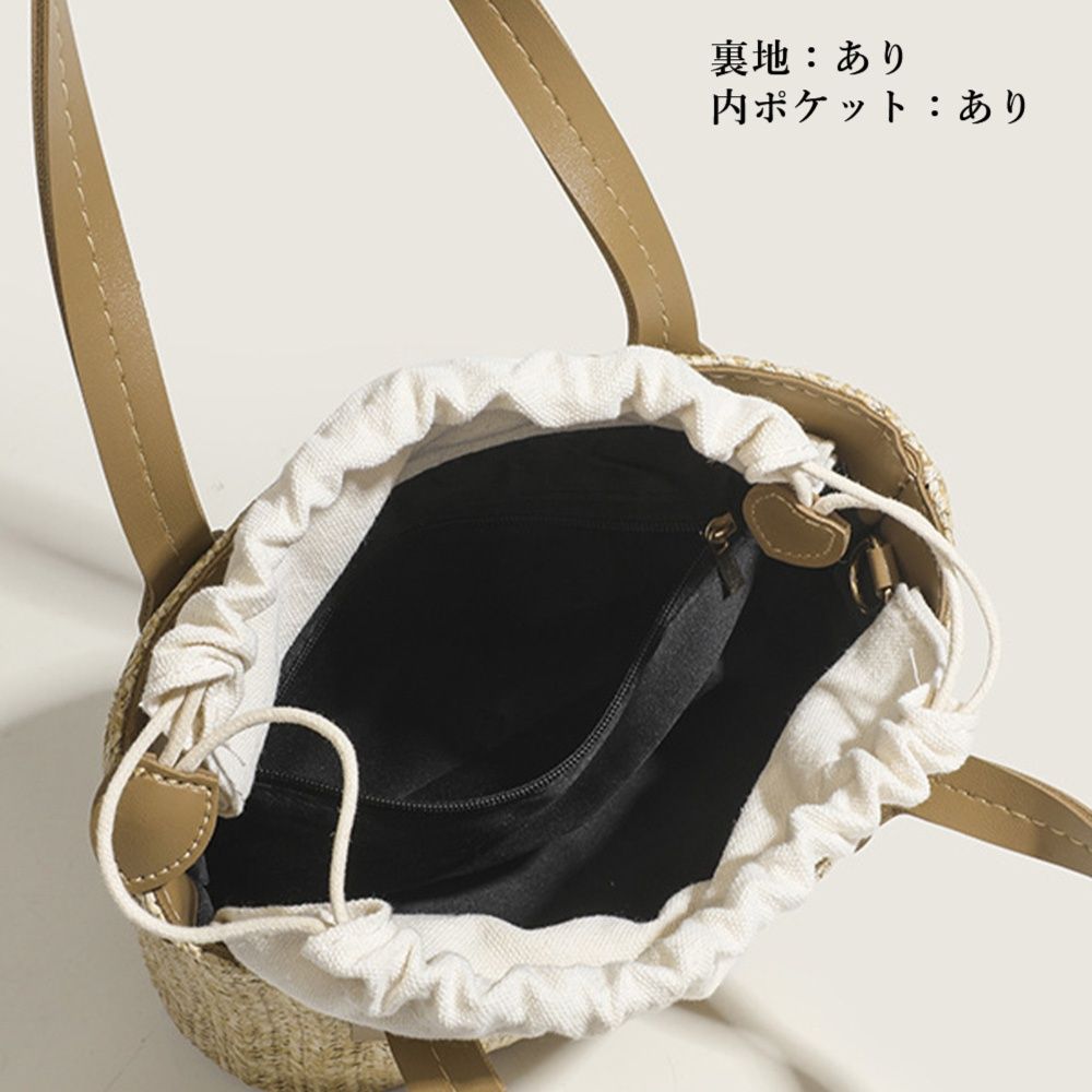 ショルダー バッグ ミニ 麦わらかごバッグ 巾着付き