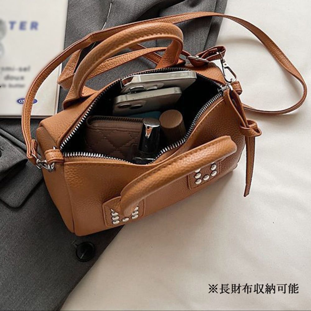 ショルダー バッグ ミニ ボストンタイプ スタッズ付き