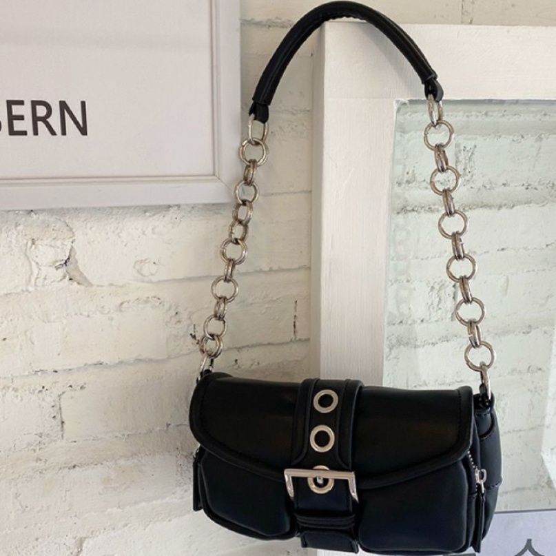 ミニ ショルダーバッグ チェーンハンドル小さめかばん合成皮革レディース用