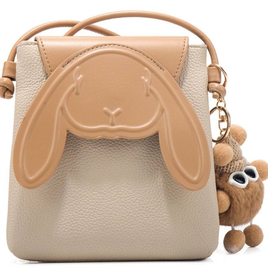 ミニ ショルダーバッグ うさぎ耳デザイン可愛いチャーム付きミニショルダーバッグ