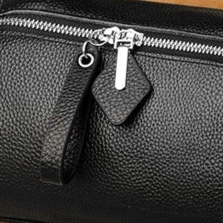 ミニ ショルダーバッグ 型押しレザー調二層式ミニボストンバッグ