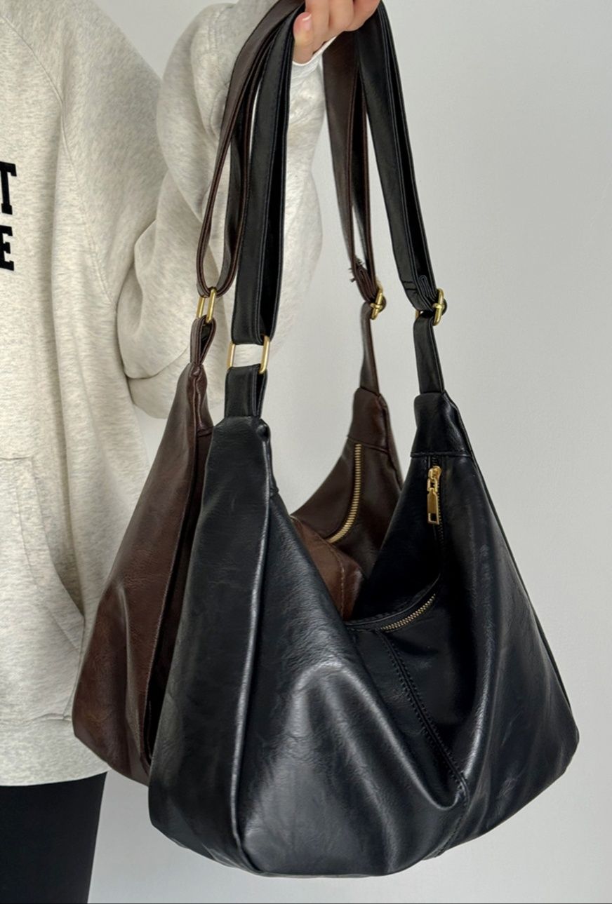 ショルダーバッグレディース柔らか合成皮革の三日月型