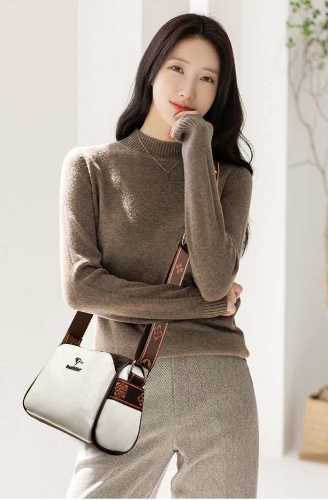 ショルダーバッグレディース上質合成皮革ワイドストラップ付き