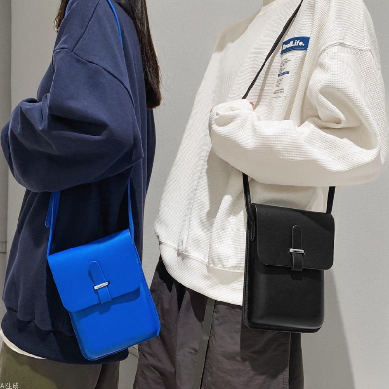 メンズミニショルダーバッグ縦型財布機能付き3色展開