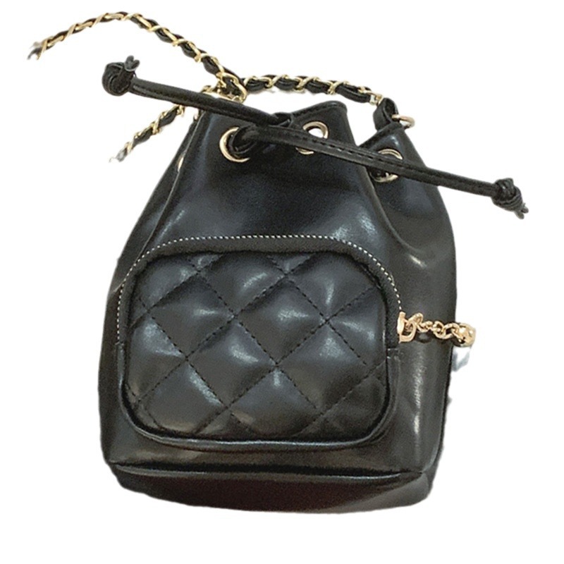 ミニ ショルダーバッグ キルティング巾着型ミニ鞄 チェーン付きレディース小物入れ 全5色