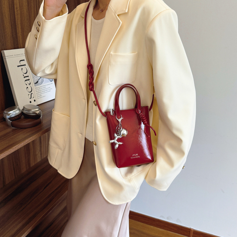 ショルダーバッグレディース編み込みストラップ付き小型