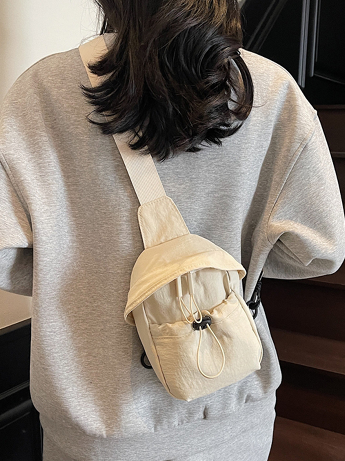 ショルダー バッグ ミニ シンプル巾着風ミニポシェット