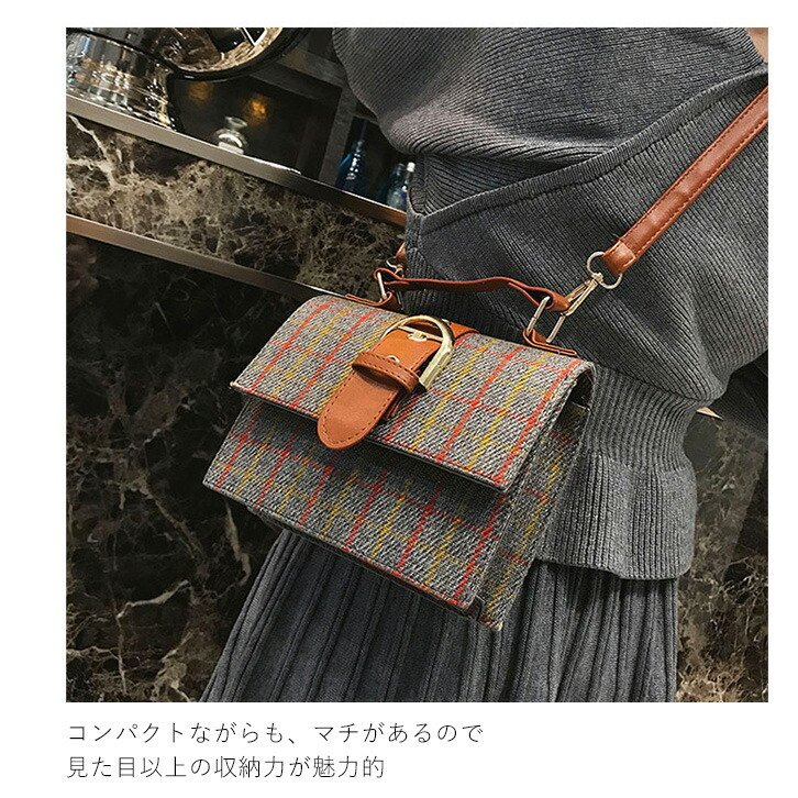 ミニ ショルダーバッグ レディース  チェック柄 肩掛け かばん