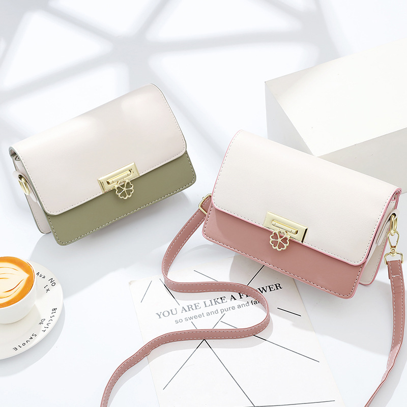 ミニ ショルダーバッグ レディース　花モチーフ金具付き配色