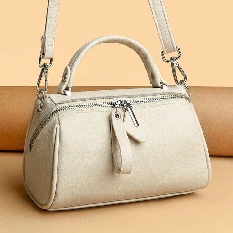 ミニ ショルダーバッグ 型押しレザー調二層式ミニボストンバッグ