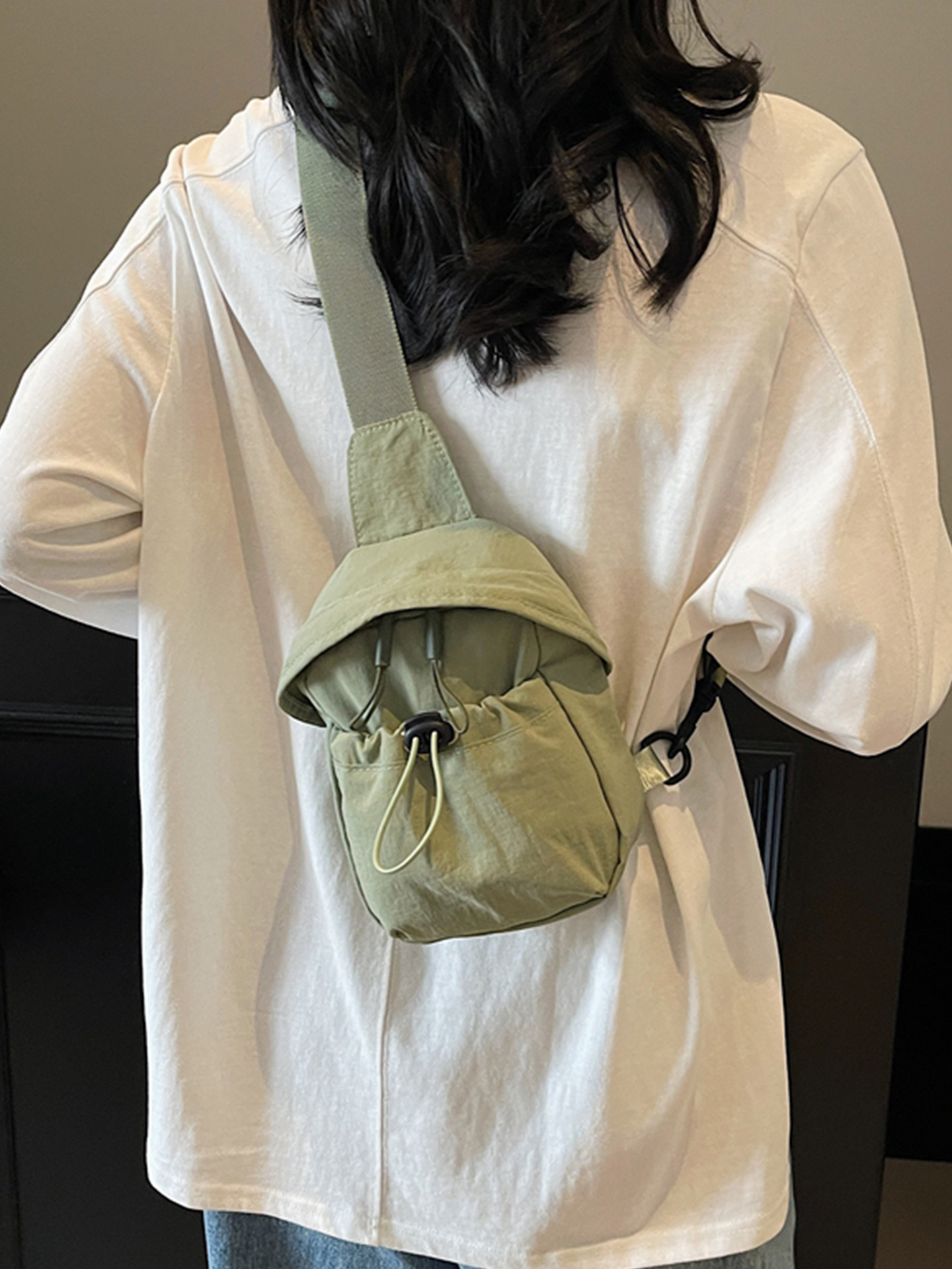 ショルダー バッグ ミニ シンプル巾着風ミニポシェット