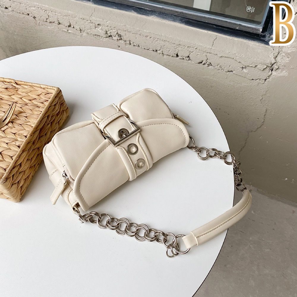 ミニ ショルダーバッグ チェーンハンドル小さめかばん合成皮革レディース用