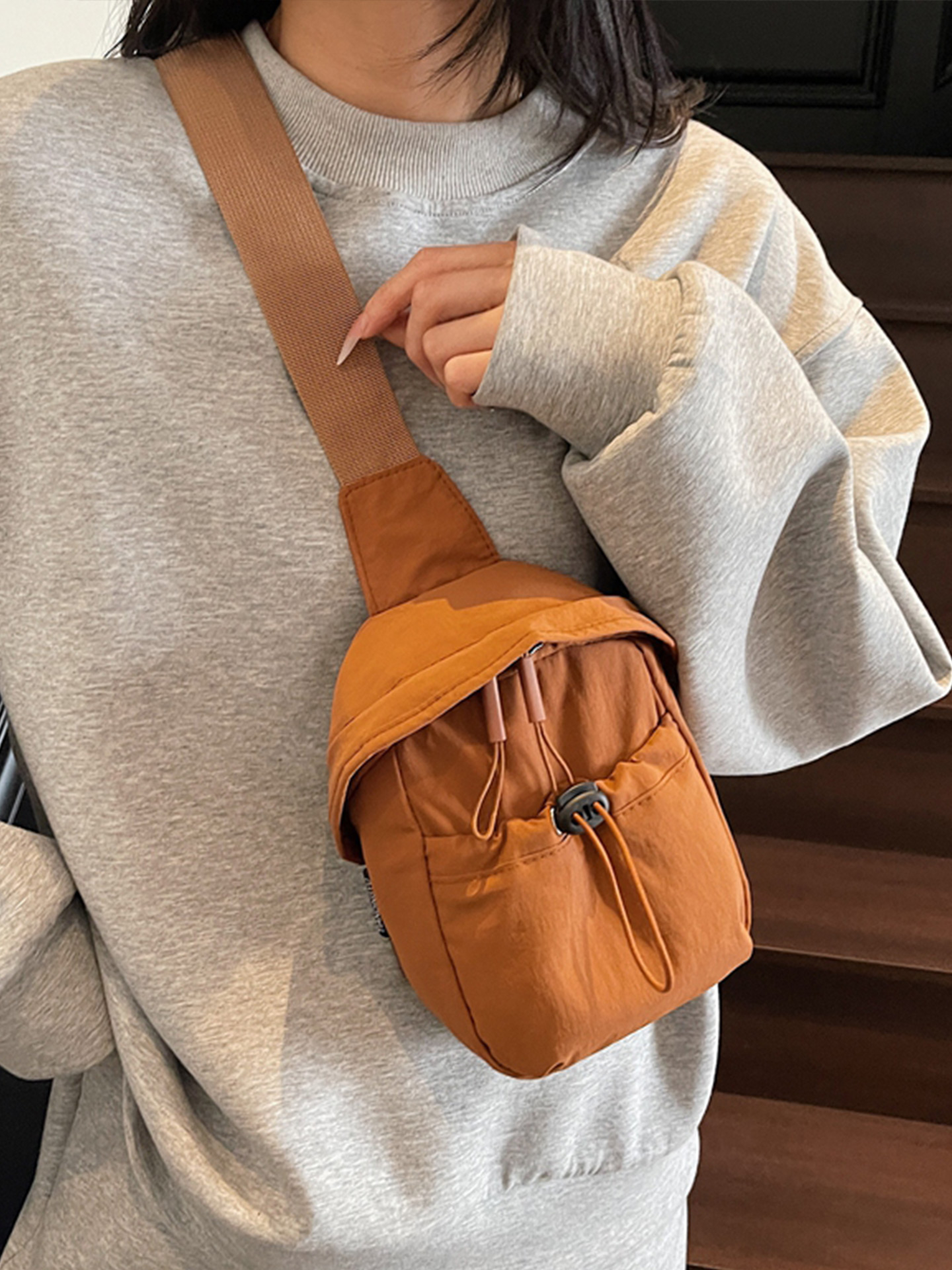 ショルダー バッグ ミニ シンプル巾着風ミニポシェット