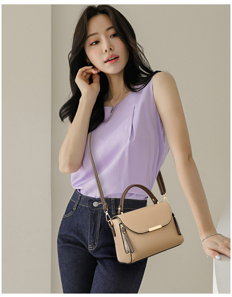 ミニ ショルダーバッグ エレガント台形ハンドル付きミニショルダーバッグ