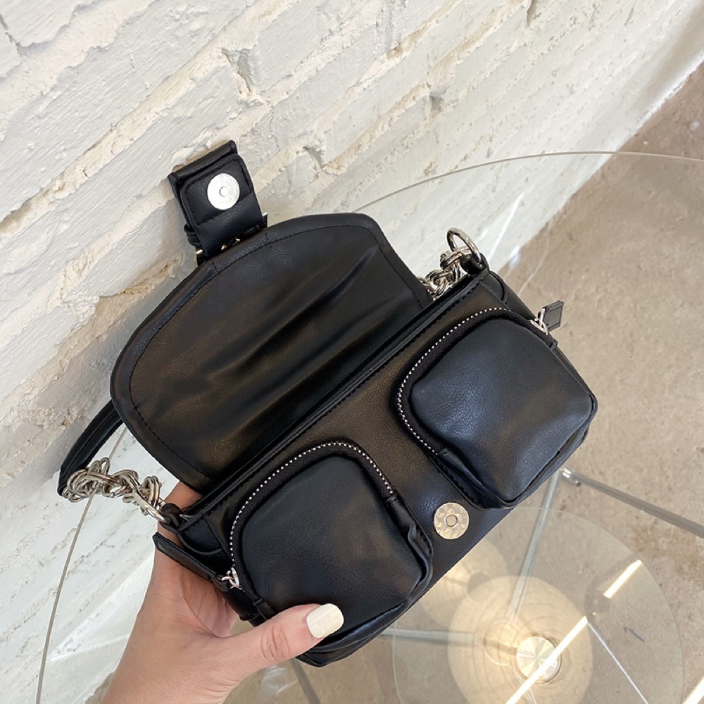 ミニ ショルダーバッグ チェーンハンドル小さめかばん合成皮革レディース用