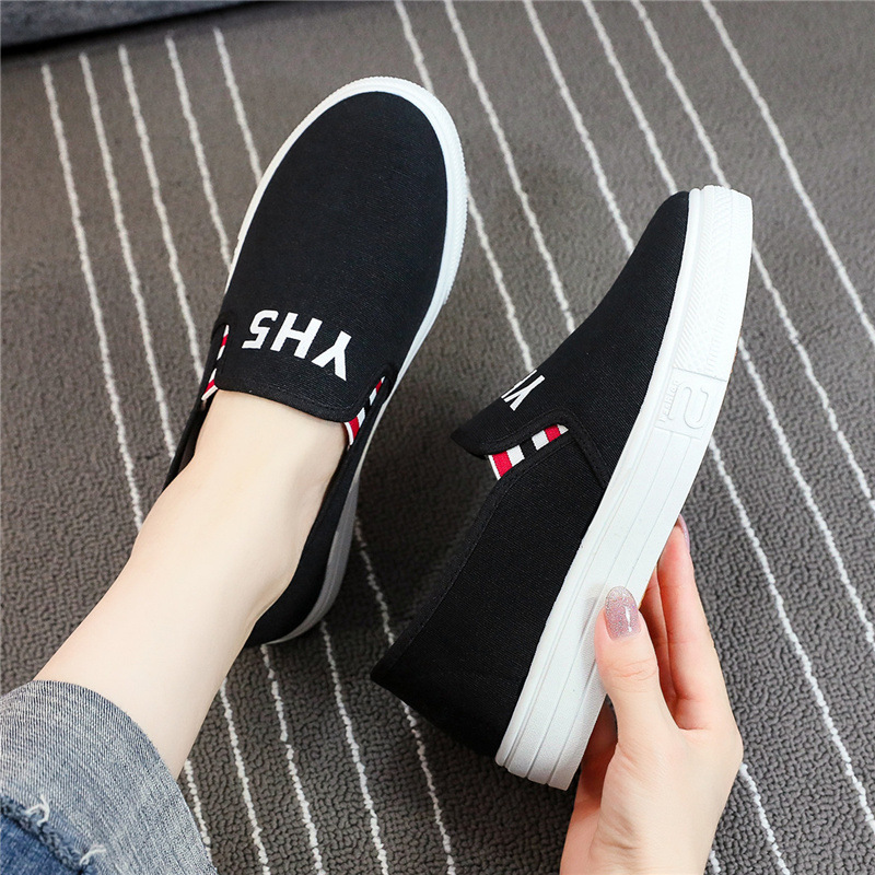 メンズ スリッポン キャンバスロゴ入りカジュアルシューズ