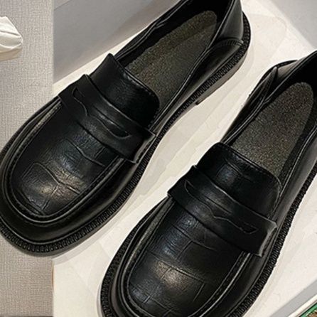 スリッポン　メンズ型押し厚底ローファー スリッポン