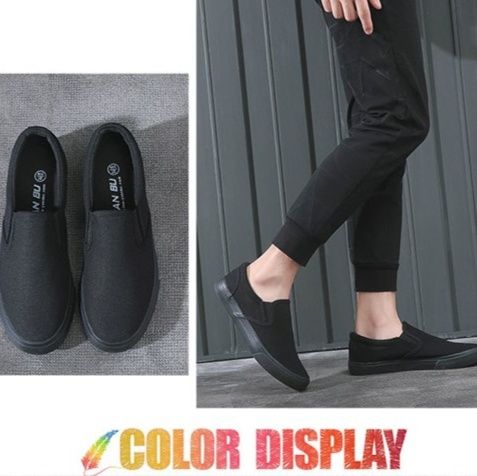 メンズ スリッポン シンプル無地キャンバス地スリッポンシューズ