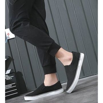 メンズ スリッポン シンプル無地キャンバス地スリッポンシューズ