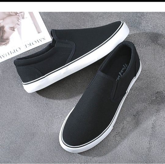 メンズ スリッポン シンプル無地キャンバス地スリッポンシューズ