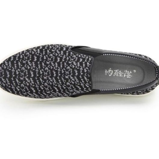 メンズ スリッポン 編み込み風テキスタイル軽量スニーカー