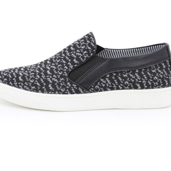 メンズ スリッポン 編み込み風テキスタイル軽量スニーカー