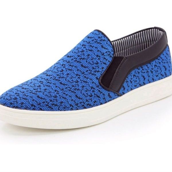 メンズ スリッポン 編み込み風テキスタイル軽量スニーカー