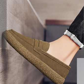 メンズ スリッポン 厚底プラットフォーム革靴風カジュアルローファー