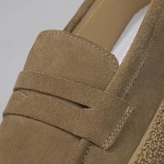 メンズ スリッポン 厚底プラットフォーム革靴風カジュアルローファー