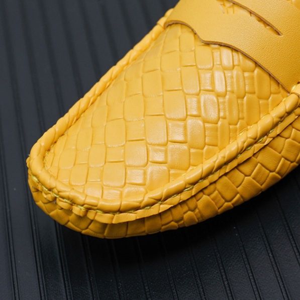 メンズ スリッポン 編み込み風型押しエナメルスリッポン