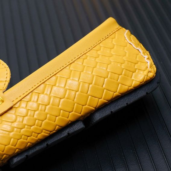 メンズ スリッポン 編み込み風型押しエナメルスリッポン