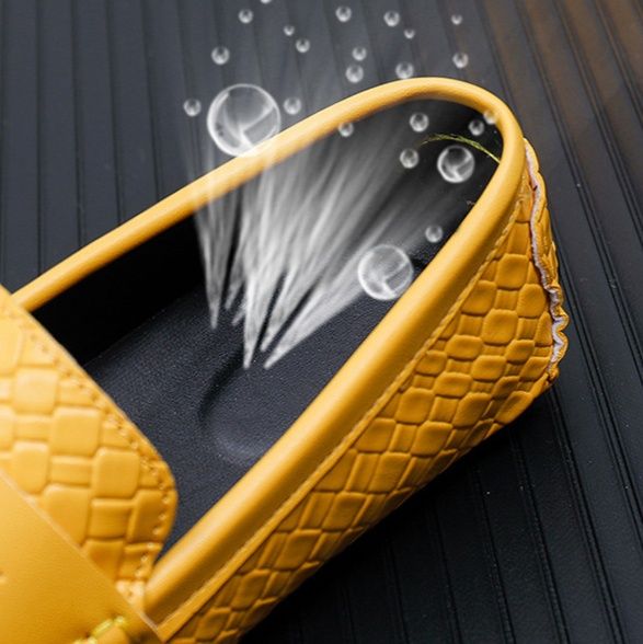 メンズ スリッポン 編み込み風型押しエナメルスリッポン