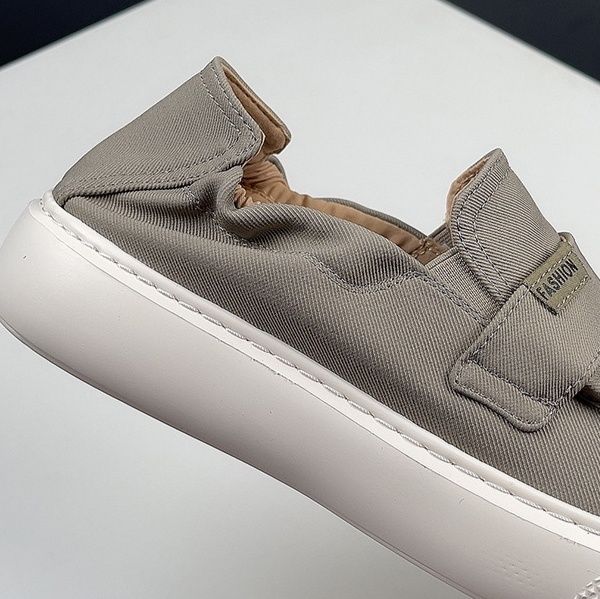 メンズ スリッポン 厚底キャンバス地ベルクロストラップ式スリッポン