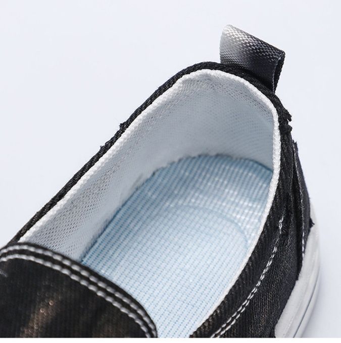 メンズ スリッポン ヴィンテージ風ダメージ加工キャンバススリッポン