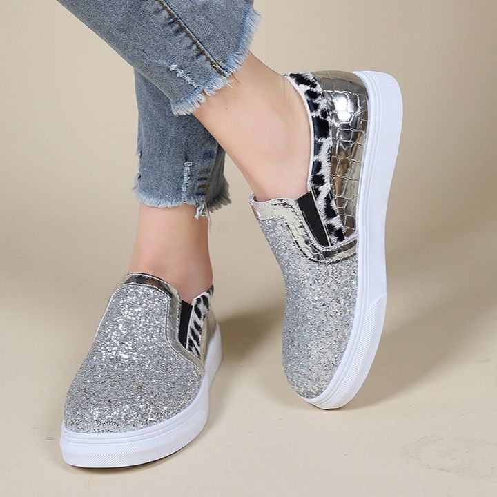 メンズ スリッポン グリッター輝くエナメル切替メンズスリッポン