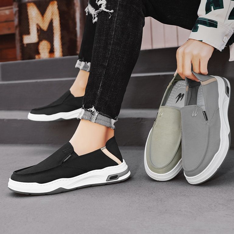 メンズ スリッポン エアソール搭載快適キャンバススリッポン