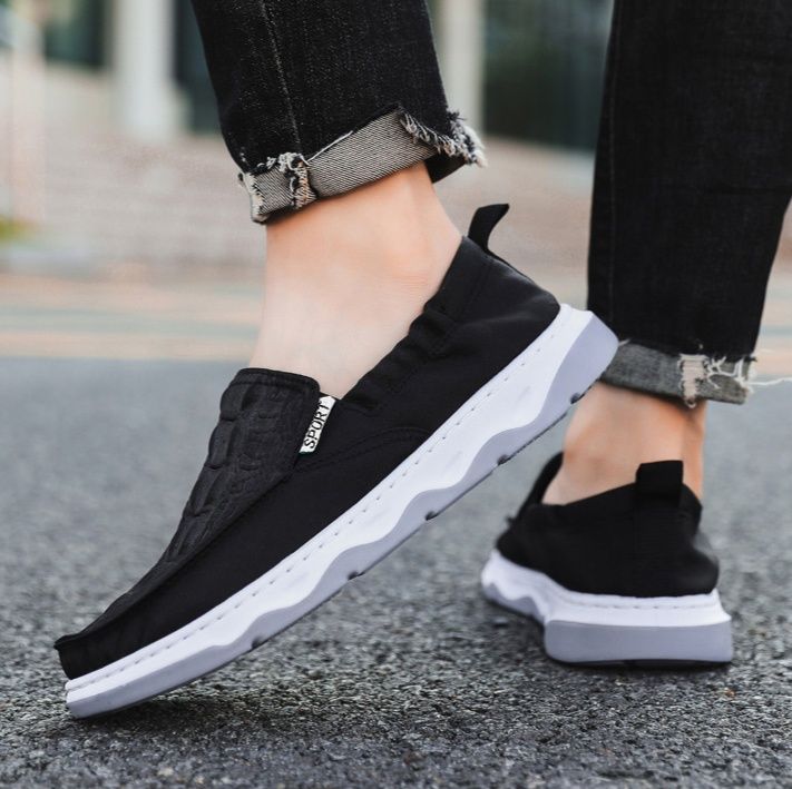 メンズ スリッポン 軽量厚底ソール快適メンズスリッポンシューズ