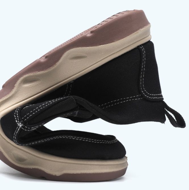 メンズ スリッポン 厚底ソール キャンバス地 カジュアルスリッポン