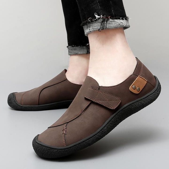 メンズ スリッポン 面ファスナー式スエード調カジュアルスリッポン